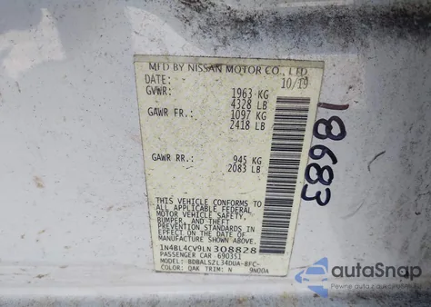 2020 Nissan Altima Sr Fwd z USA, uszkodzony, nr VIN 1N4BL4CV9LN308828